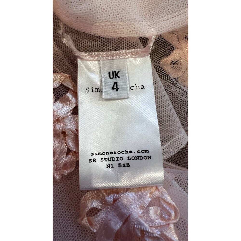 Simone Rocha pale pink ribbon-trimmed sleeveless midi dress size US 0 NWOT - Picture 11 of 11